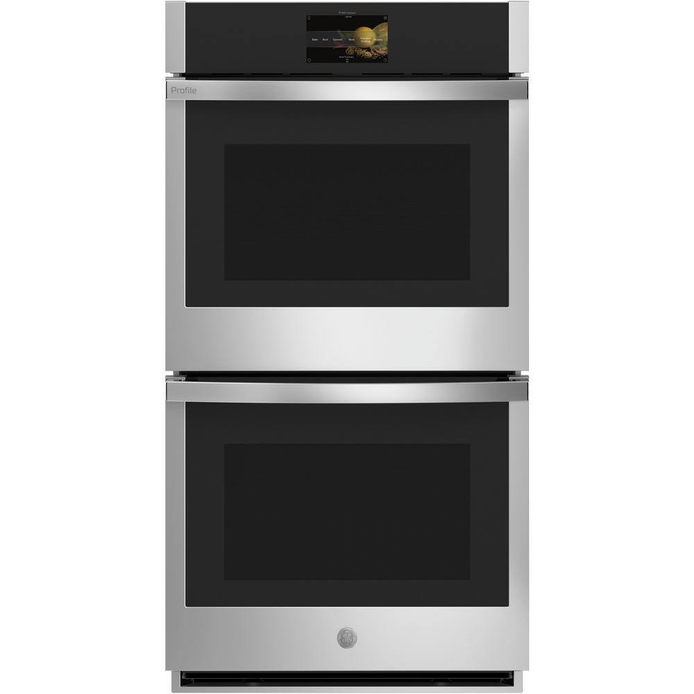 GE Profile Profile 27 in. Smart Double Electric Wall Oven with Convection (Upper Oven) Self-Cleaning in Stainless Steel PKD7000SNSS