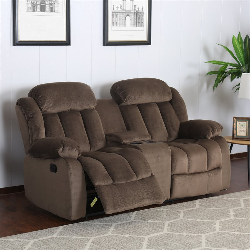 Sunset Trading Teddy Bear 3 Piece Fabric Reclining Living Room Set in Cocoa   Contemporary   Living Room Furniture Sets   by Homesquare  Houzz