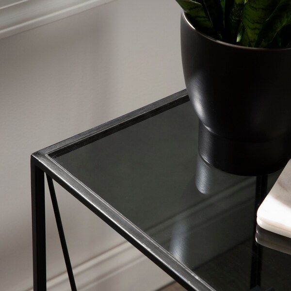 Kate and Laurel Knight Metal Glass Side Table - 12x12x24