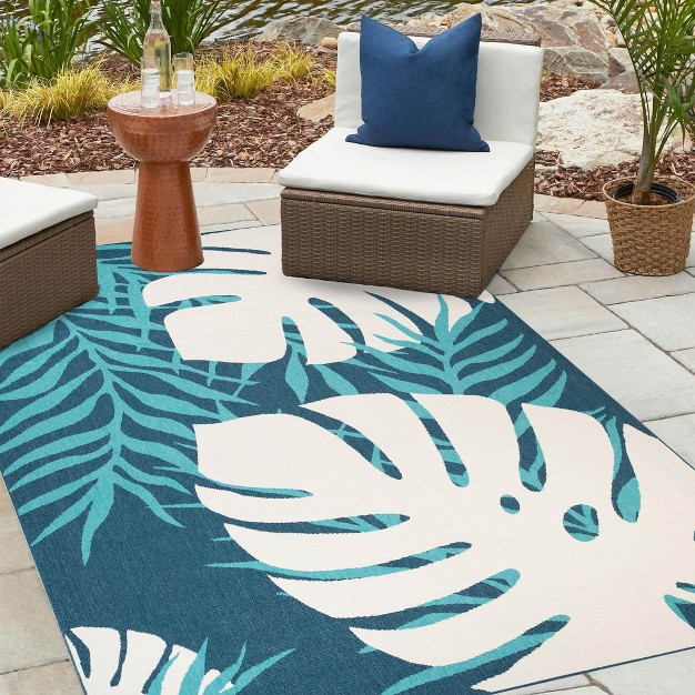 Modern Oversized Tropical Leaves Indoor Outdoor Runner Or Area Rug By Blue Nile Mills