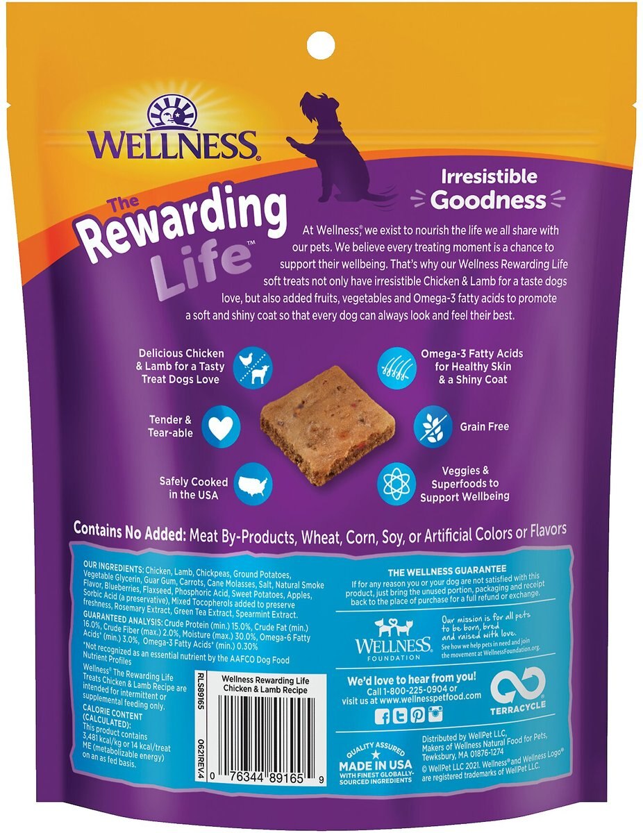 Wellness Rewarding Life Chicken and Lamb Grain-Free Soft and Chewy Dog Treats