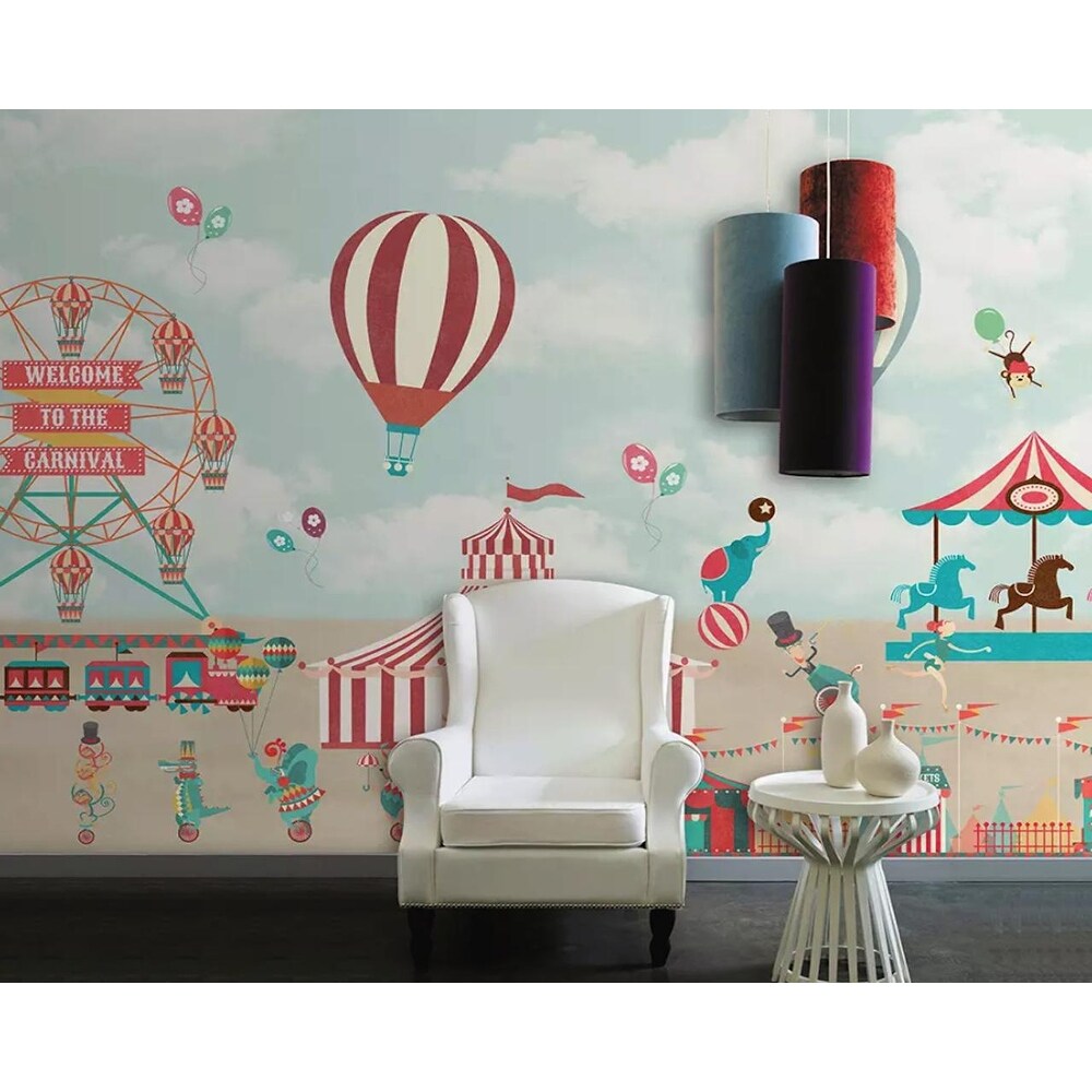 Peel Stick Red Circus Amusement Park Removable Wallpaper