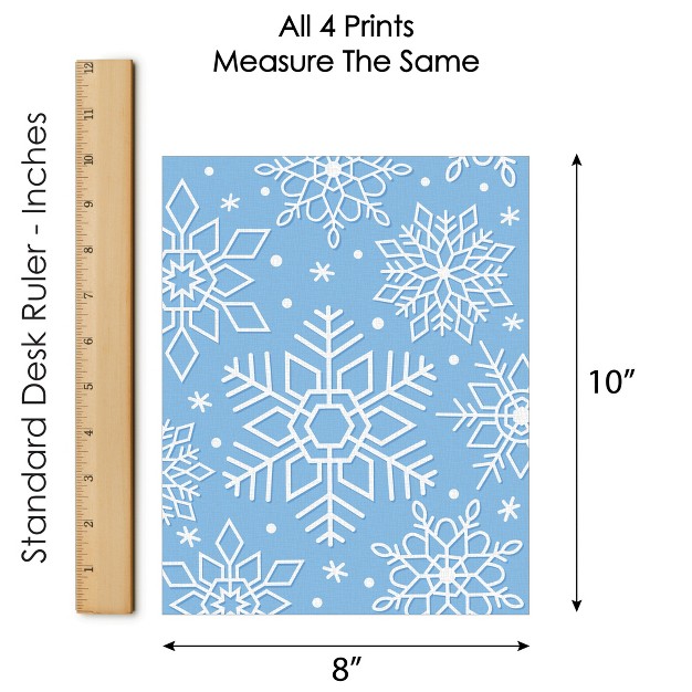 Big Dot Of Happiness Blue Snowflakes Unframed Winter Holiday Linen Paper Wall Art Set Of 4 Artisms 8 X 10 Inches