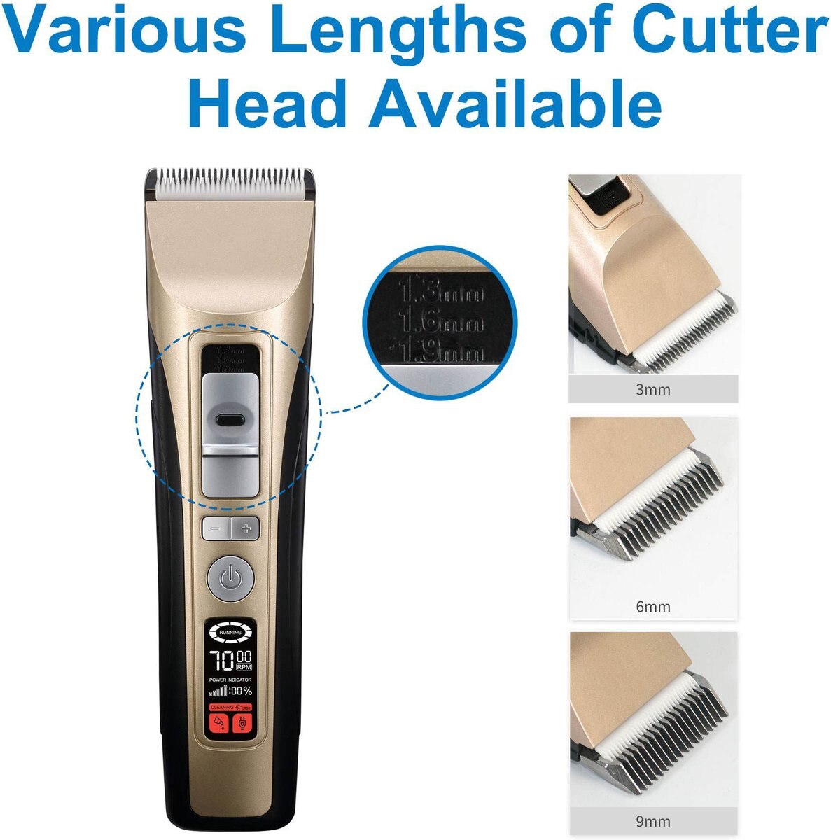 PATPET P950 Rechargeable Five-Level Speed Regulation Seat Pet Grooming Clippers， Gold