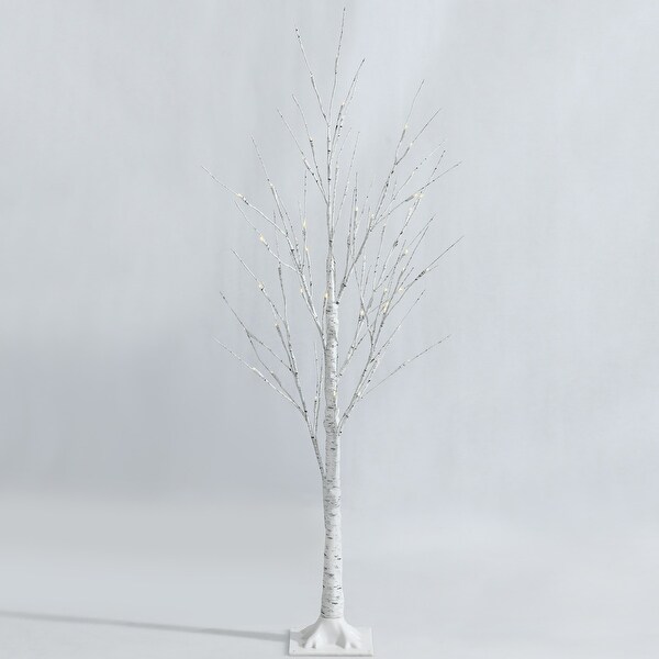 4FT Lighted Birch Tree Artificial White Christmas Tree w LED Lights