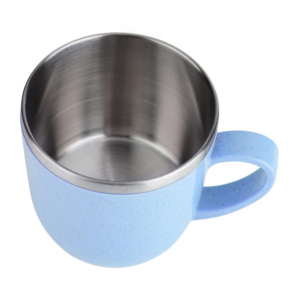 Stainless Steel Wheat Straw Cup Thermal Flasks Insulation Water Coffee Juice Milk Mug(blue)