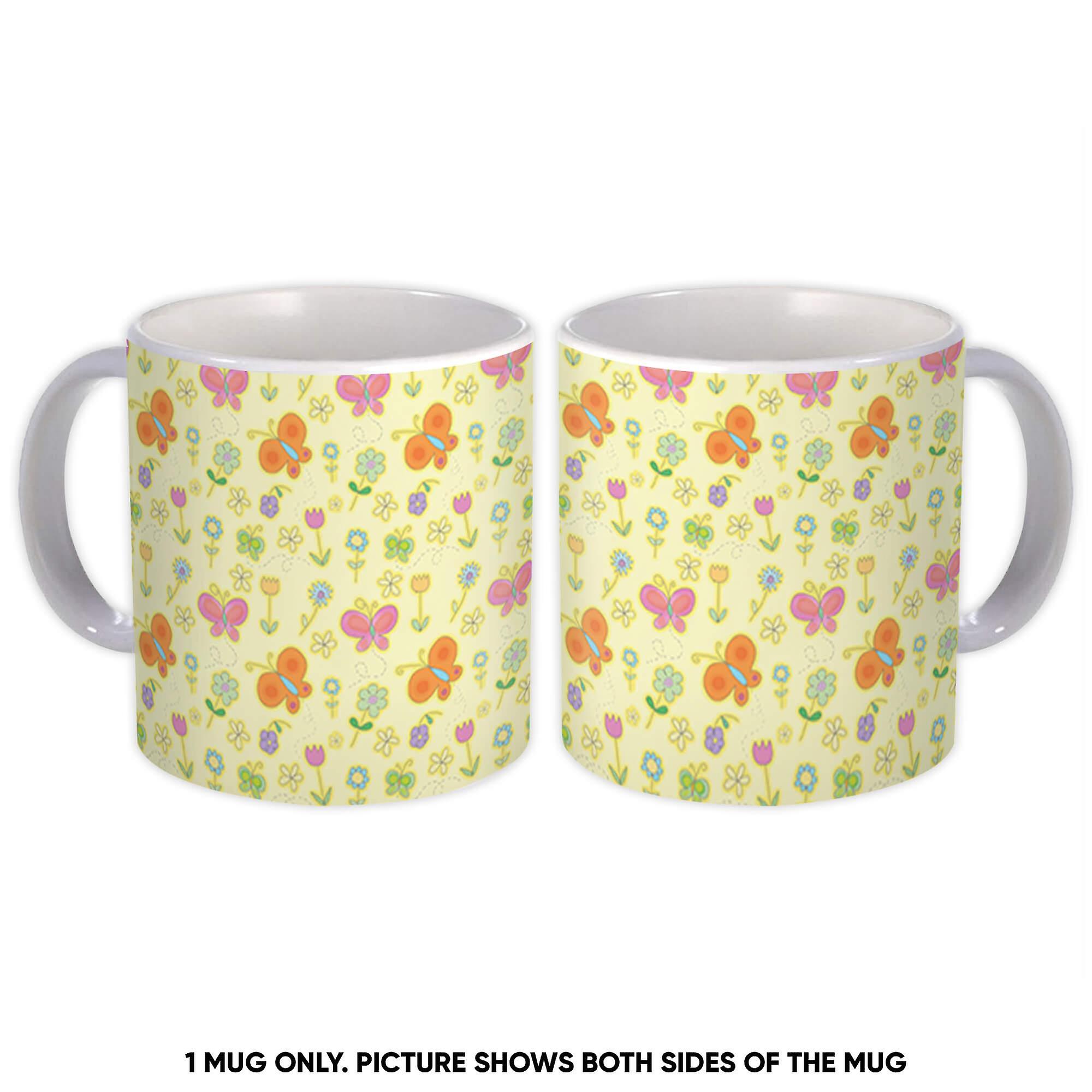 Gift Mug: Butterflies Flowers Floral