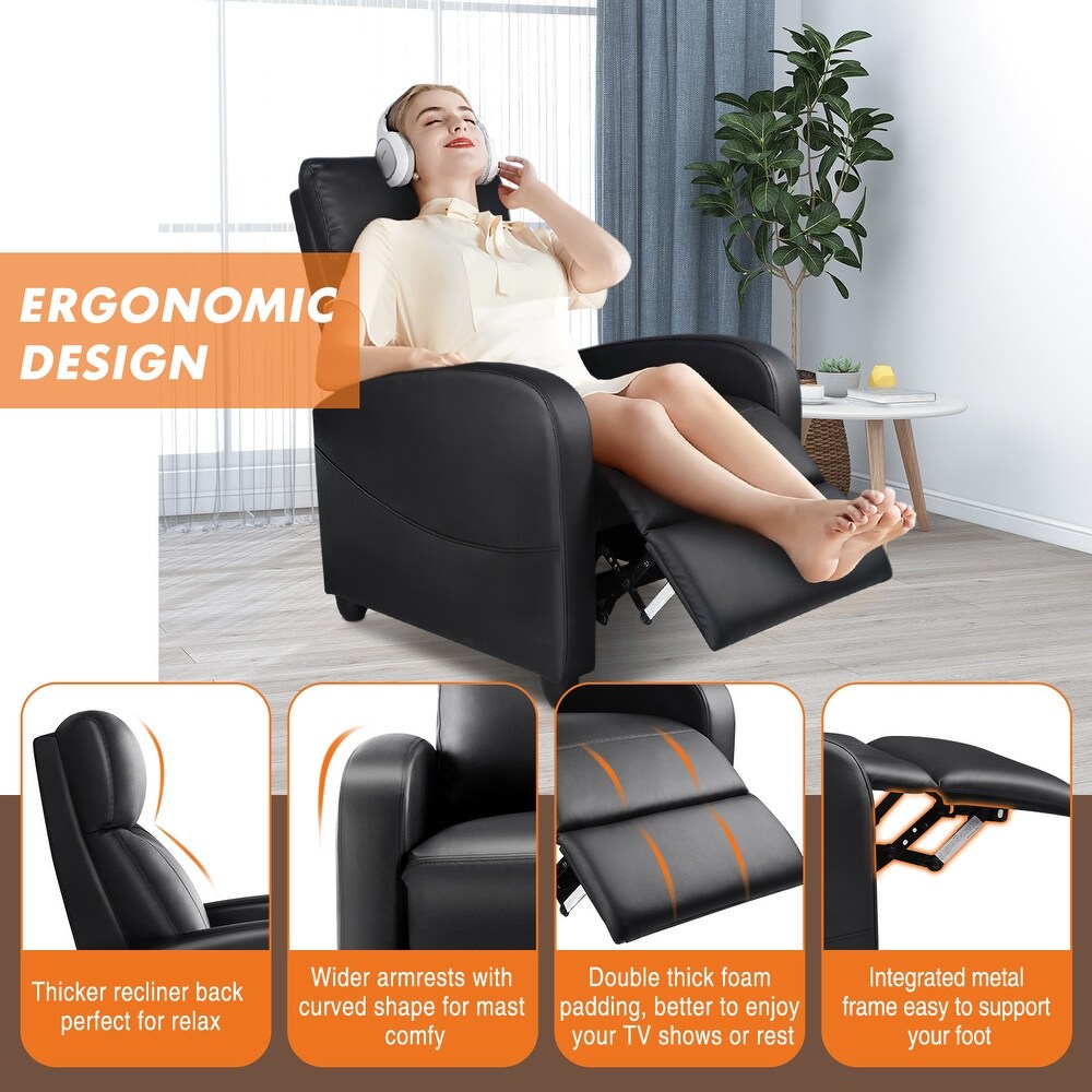 Recliner Chair for Living Room Massage PU Leather Recliner Sofa Home Theater Seating with Lumbar Support