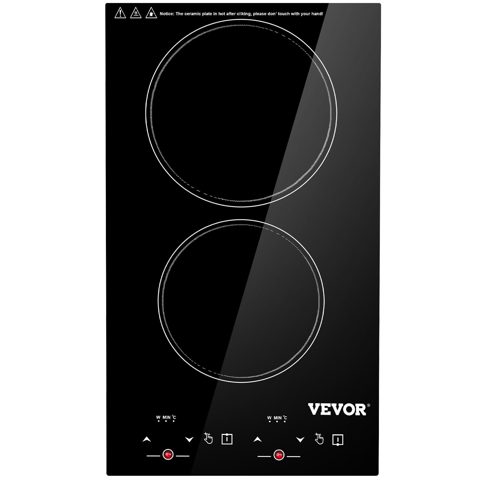 2300W 110V Ceramic Glass Electric Stove Top with Sensor Touch Control Induction Cooktop， 11 inch 2 Burners， Black