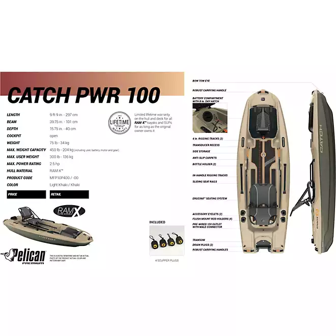 Pelican Catch PWR 100 9 ft 9 in Motor-Ready Fishing Kayak