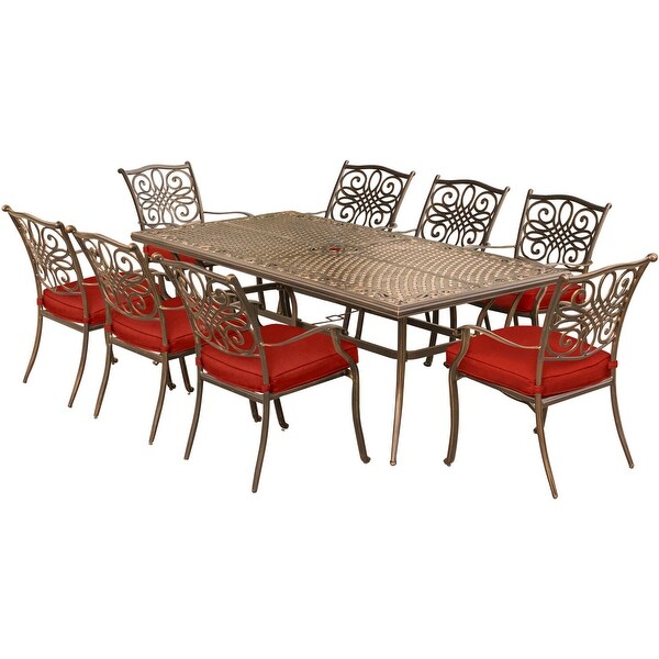 Cambridge Seasons 9Piece Dining Set with 8 Stationary Chairs and a 42in. x 84In. Table in Red