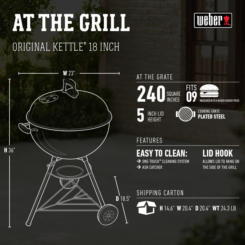 Weber 18 in Original Kettle Charcoal Grill in Black