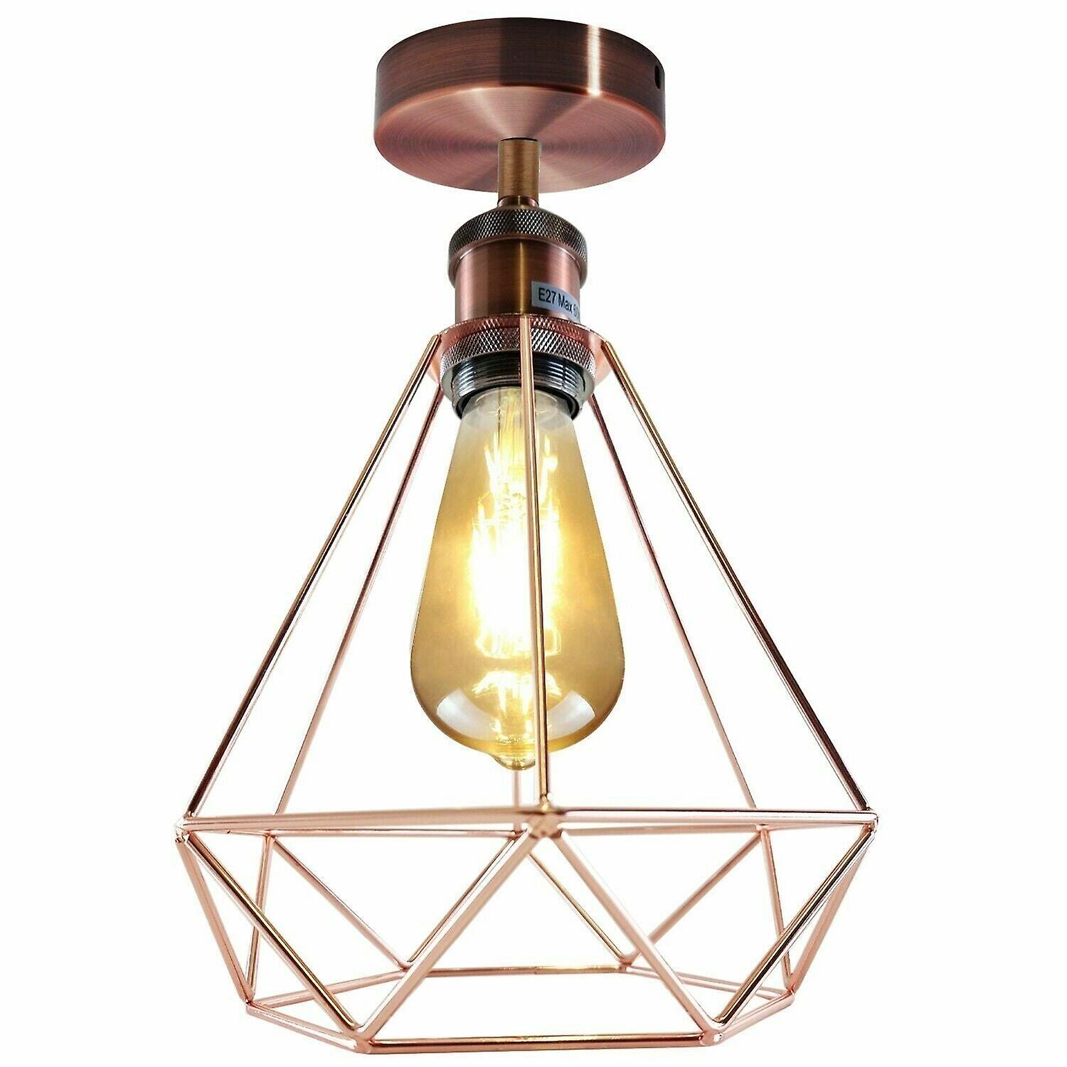 Modern vintage diamond wire cage flush mount ceiling light~1533