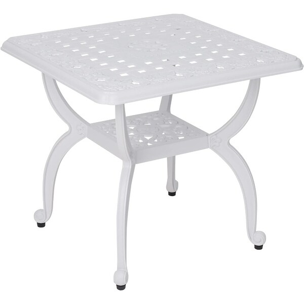 Outdoor Side Tables，Cast Aluminum Patio End Tables，AntiRust Coffee Table for Garden Patio Lawn