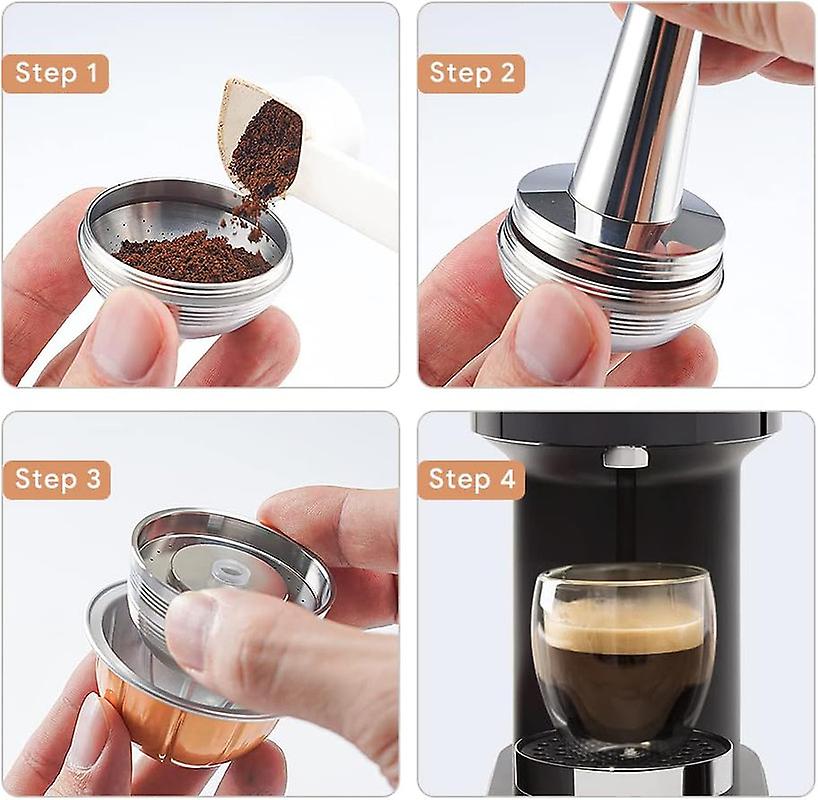 Stainless Steel Only For Vertuoline Next+empty Refillable Alumium Vertuoline Pods-80+150+230ml ，coffee Capsule Tamper For Nespresso Vertuo Next Reusab