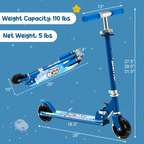 Costway 74283695 Folding Kick Scooter with 3 Adjus...