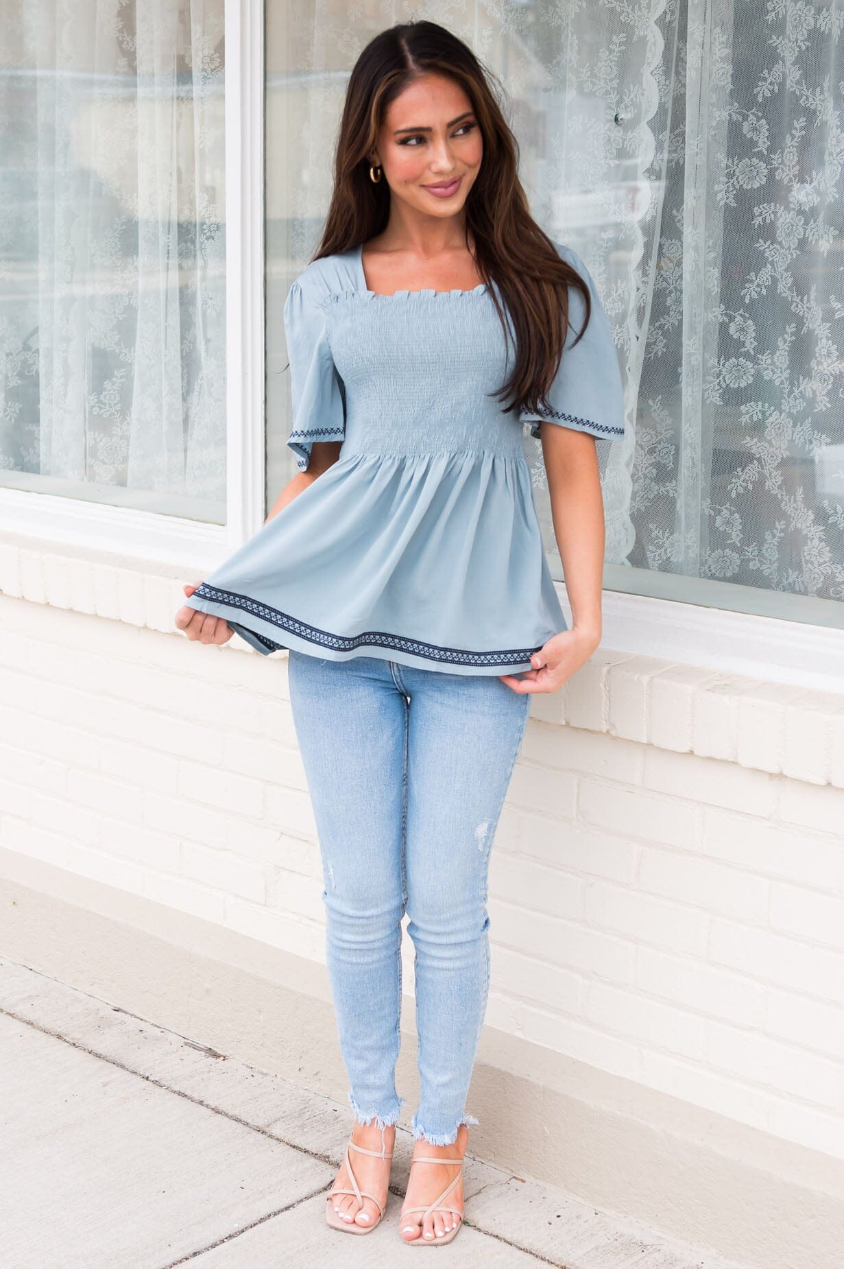 Abundant Cheer Modest Peplum Blouse