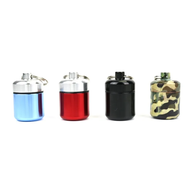 Food grade Aluminum Waterproof Keyrings Medicine Capsule Pill Box Keychain