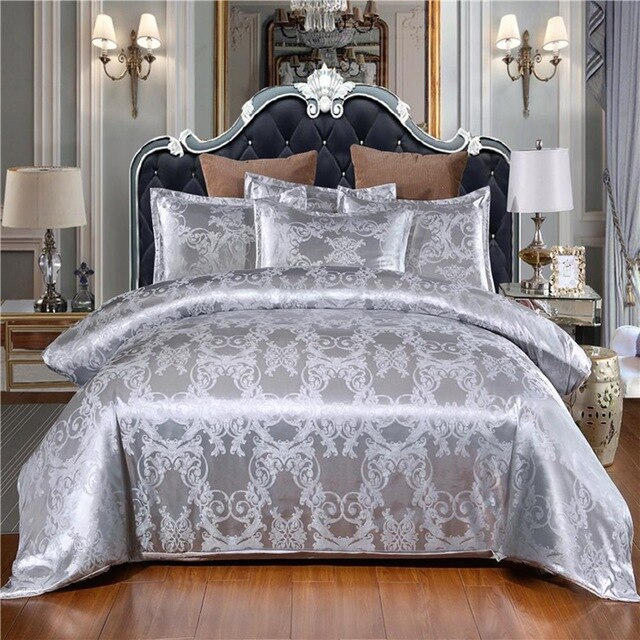 Silk Satin Jacquard Duvet Cover Bedding Set Embroidery