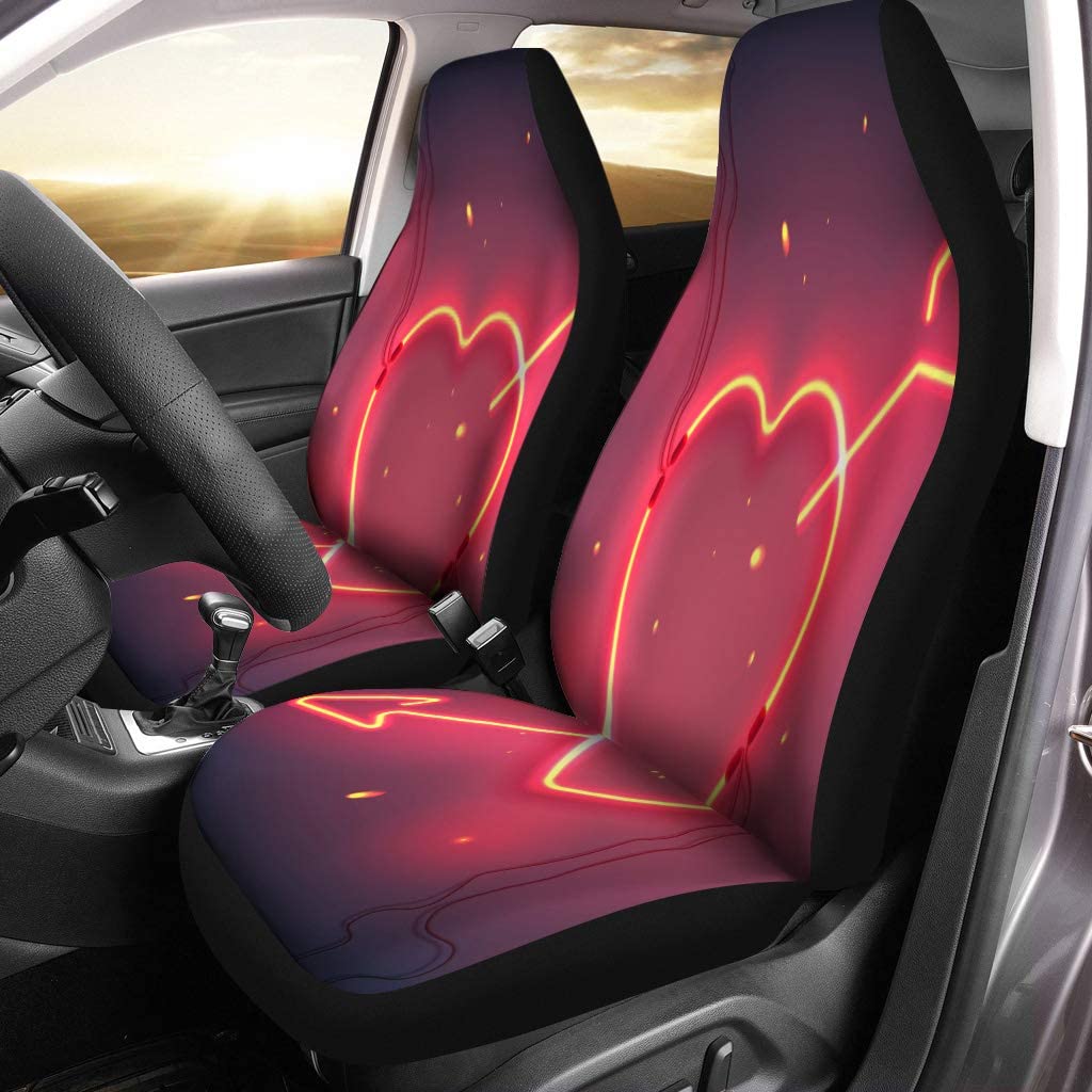 ZHANZZK Set of 2 Car Seat Covers Neon Sign Heart Arrow on Dark Sparks for Happy Universal Auto Front Seats Protector Fits for Car，SUV Sedan，Truck