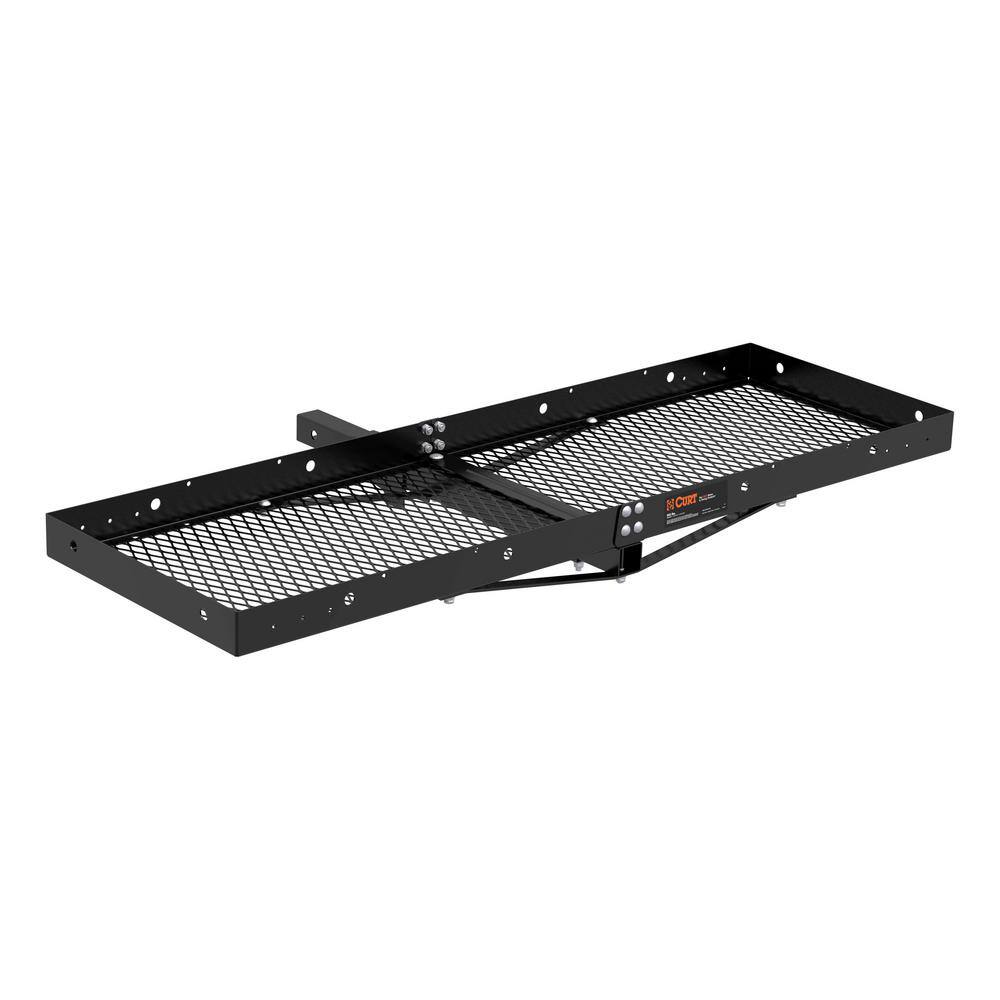 CURT 500 lb. Capacity 60 in. x 20 in. Black Steel Tray Cargo Carrier (Folding 2 in. Shank) 18109