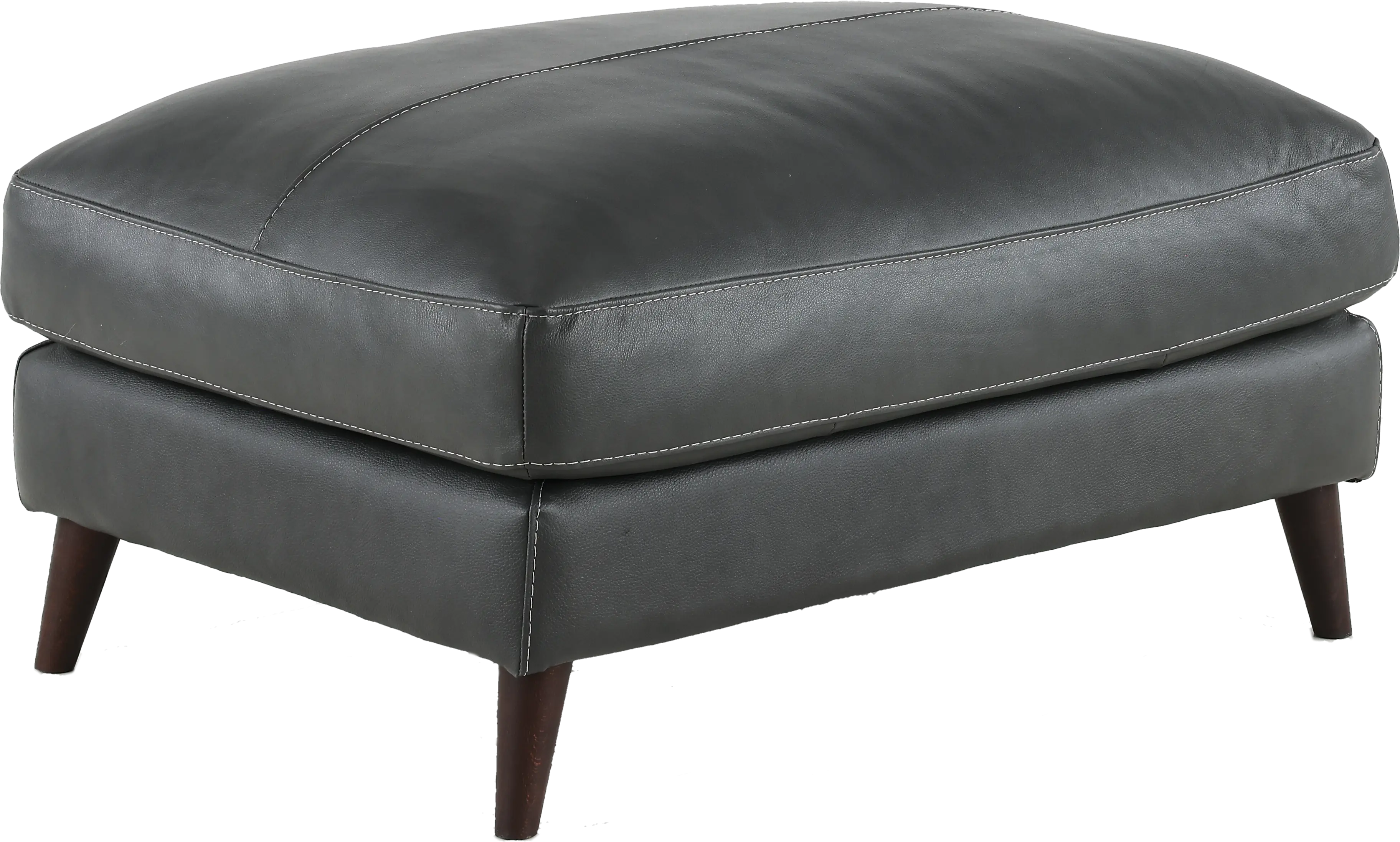 Caruso Gray Leather Cocktail Ottoman