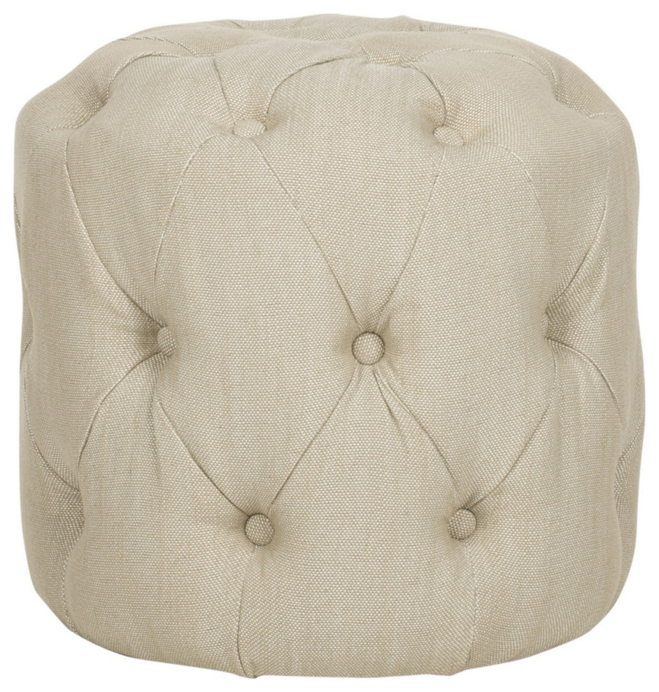 Tuens Tufted Ottoman Beige   Transitional   Footstools And Ottomans   by AED Luxury Home Decor  Houzz