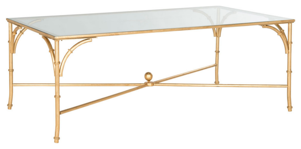 Rico Coffee Table Gold/ Tempered Glass Top   Modern   Coffee Tables   by Virgil Stanis Design  Houzz