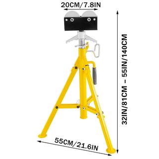 VEVOR 0.5-12 in. Roller Pipe Stand Adjustable Height 32 in. to 55 in. 2500 lbs. Capacity Jack Stands Folding Pipe Stand GJ1109GTTGJ000001V0