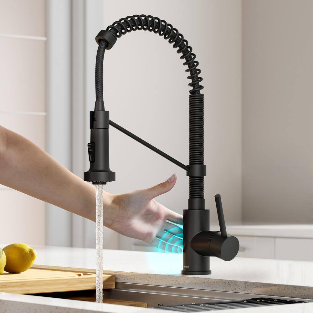 KRAUS Bolden Single Handle Pull-Down Sprayer Kitchen Faucet with Touchless Sensor in Matte Black KSF-1610MB