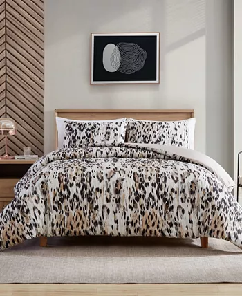 Kenneth Cole New York Abstract Leopard 3 Piece Duvet Cover Set， Full Queen