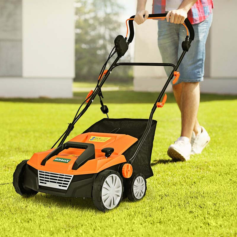 2-in-1 Electric Lawn Dethatcher & Scarifier with Folding Handle, 13 Amp 15