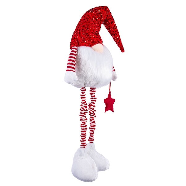 Gnome with Red Hat and Telescopic Legs Fabric Christmas Decoration