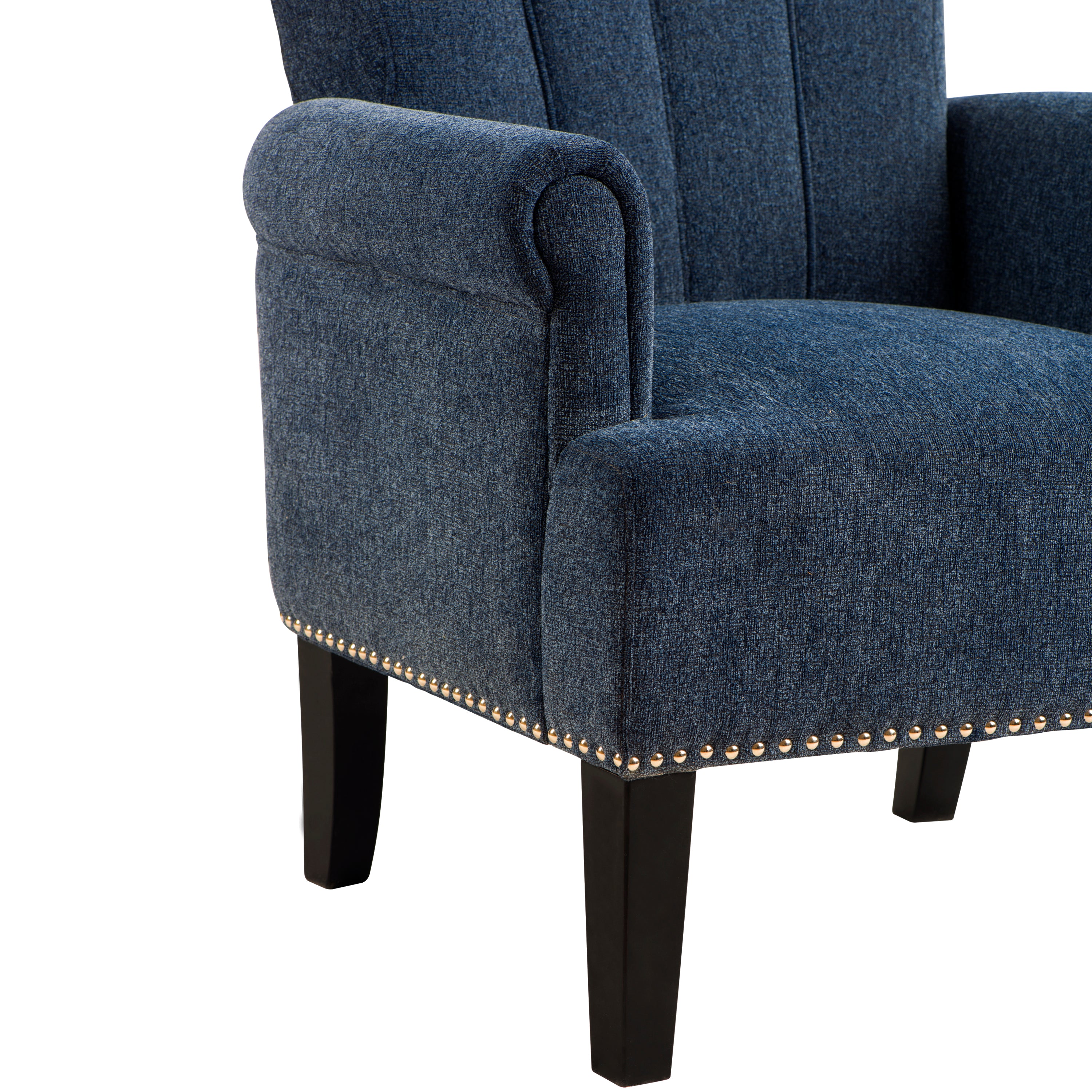 Upholstered Chair Polyester Armchair with Rivet Tufted, Accent Chairs for Bedroom and Living Room