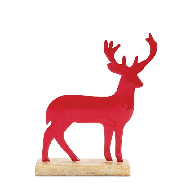 Metal Deer Silhouette with Wood Base (Set of 2)