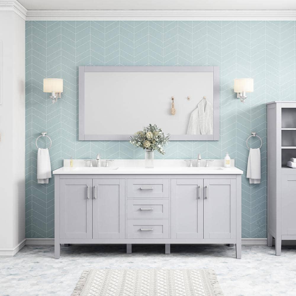 Home Decorators Collection Sepal 72 in W x 21 in D x 3450 in H Bath Vanity in Dove Grey with White Cultured Marble Top