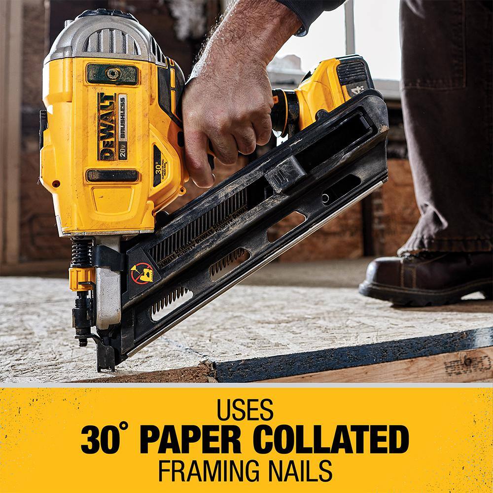 DEWALT DCN692M1 20V MAX XR Lithium-Ion Cordless Brushless 2-Speed 30° Paper Collated Framing Nailer with 4.0Ah Battery and Charger