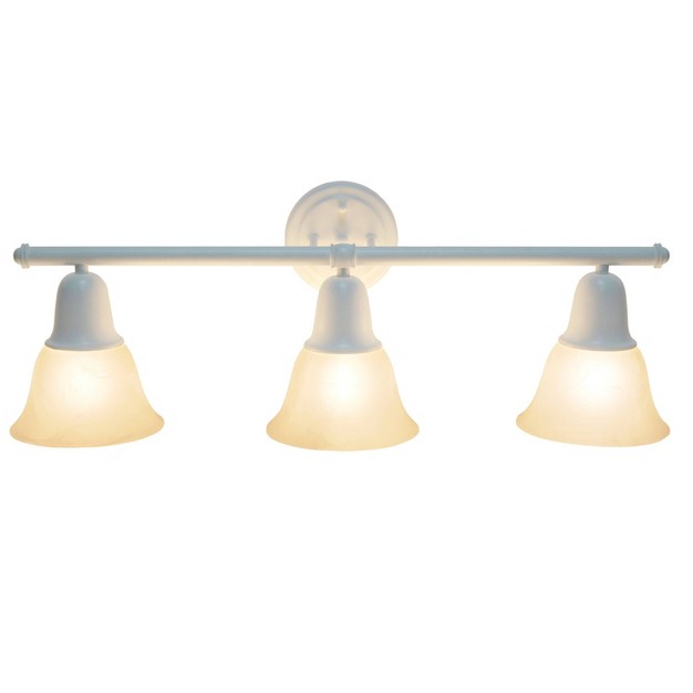 3 Light Metal And Alabaster White Glass Shade Vanity Wall Light Fixture With Metal Accents Lalia Home