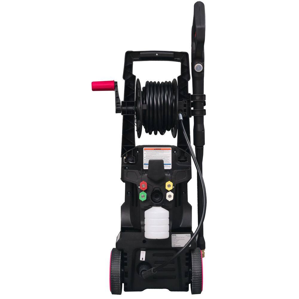 All Power 2000 PSI 1.6 GPM Red Electric Pressure Washer with Hose Reel for Buildings Walkway Vehicles and Outdoor Cleaning APW5006R