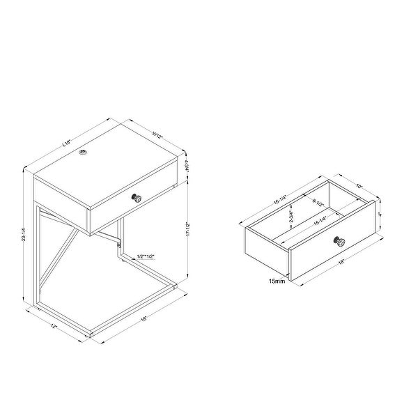 Furniture of America Geneva Modern 18-inch 1-drawer Side Table