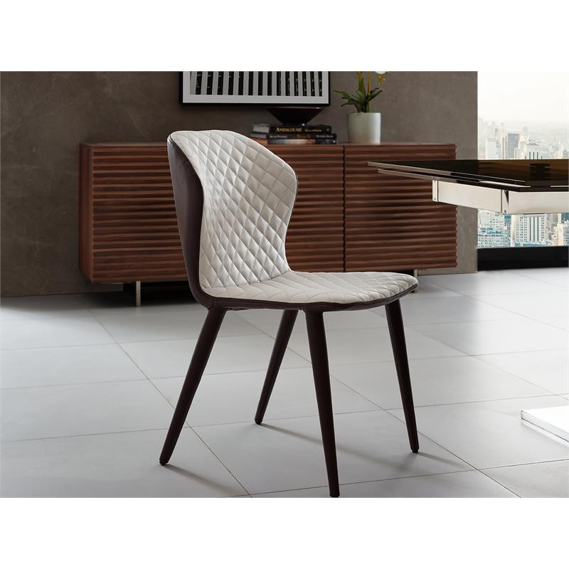 Casabianca Furniture Modern Olivia Faux Leather Dining Chair in Beige   Midcentury   Dining Chairs   by Homesquare  Houzz