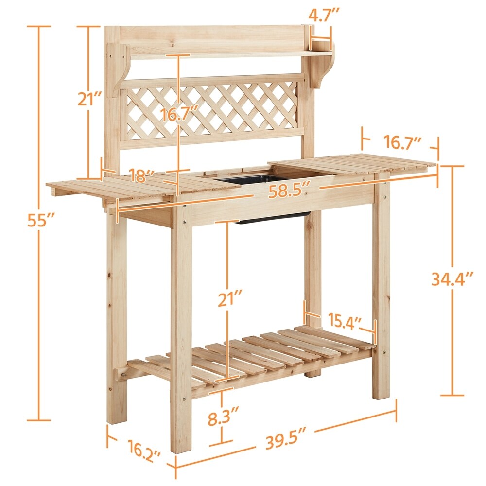 Yaheetech Garden Potting Bench Planting Table with Sliding Tabletop