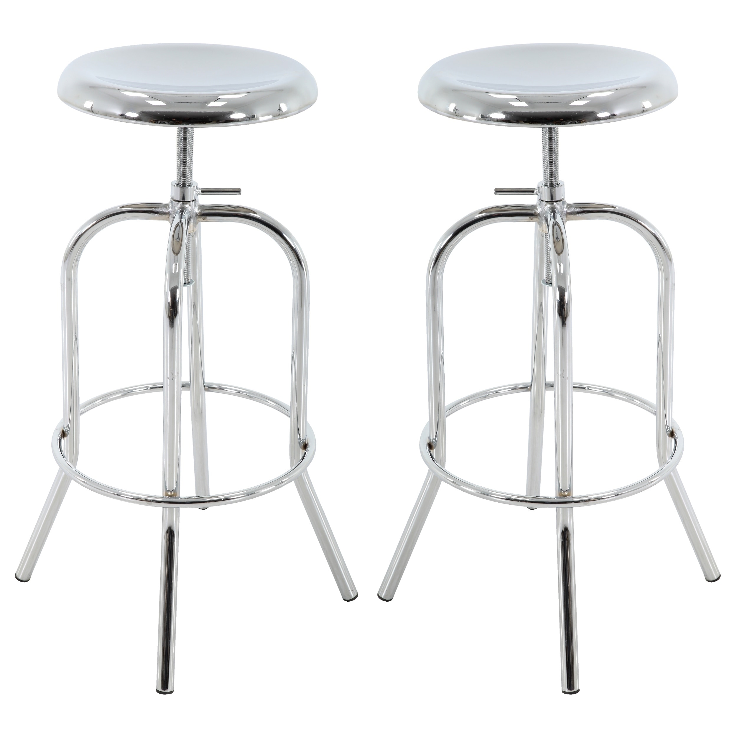 Brage Living Adjustable Metal Barstool Chrome (Set of 2)