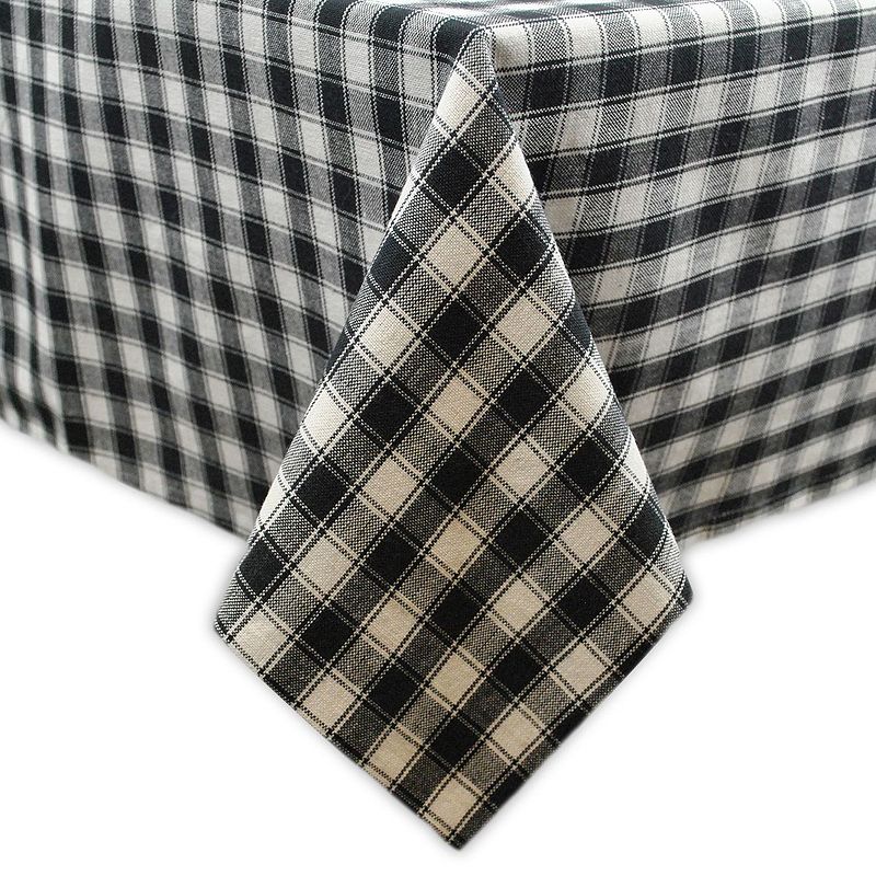 Black and White Square Checkered Cotton Tablecloth 52 x 52