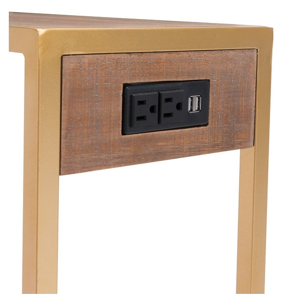 Ike Side Table Brown and Gold - Brown， Gold - 18.1