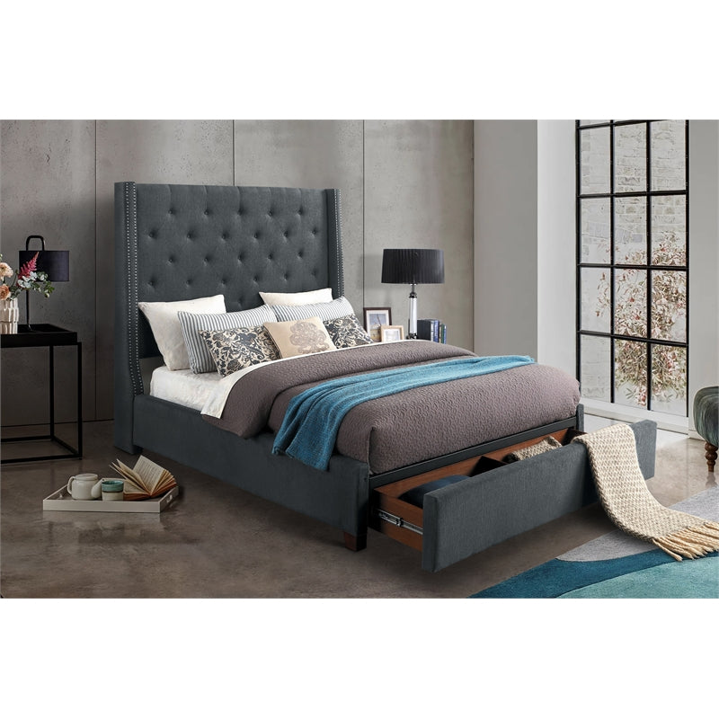 Lexicon Fairborn Fabric Full Bed with Storage Drawers in Gray