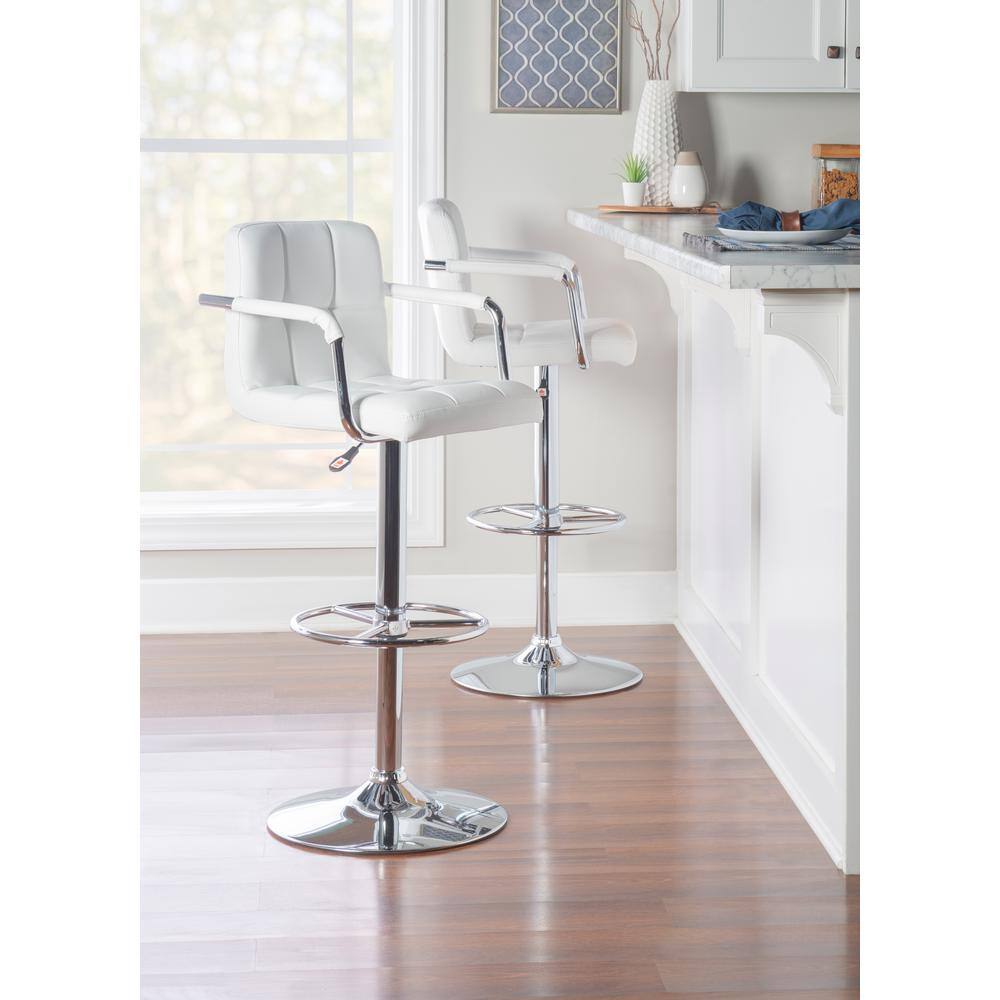 Powell Company Smith Adjustable 25 -33.5 in. White Counter and Bar Stool HD1207B19