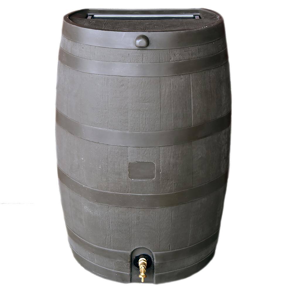 RTS Home Accents 50 Gal. Rain Barrel Walnut Colour with Brass Spigot 55100009005681