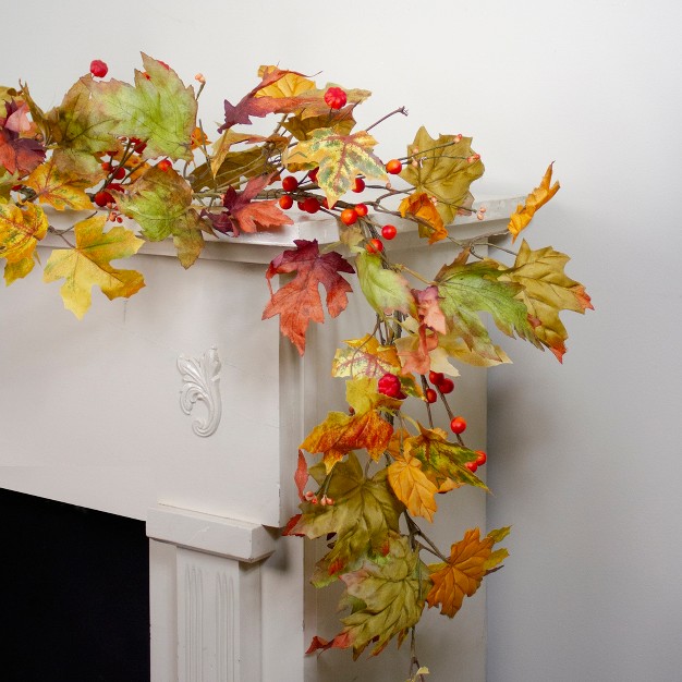 Leaves And Berries Artificial Thanksgiving Garland Unlit