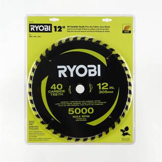 RYOBI 12 in. 40 Carbide Teeth Thin Kerf Miter Saw Blade A181201